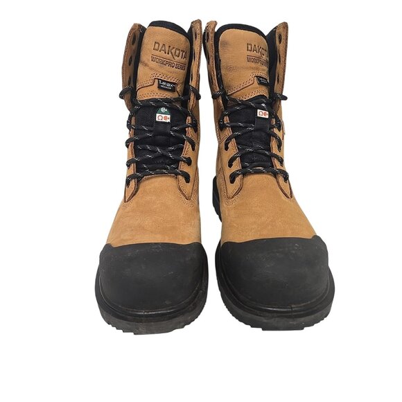 DAKOTA Men's 8" Steel Toe Steel Plate Quad Comfort Work Boots 8522 Wheat 10W - Picture 6 of 7